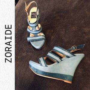 ZORAIDE handmade rare patent platform sandals